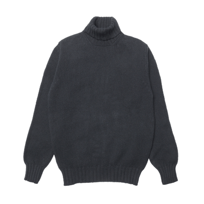 Black Newman Lambswool Roll Neck Jumper
