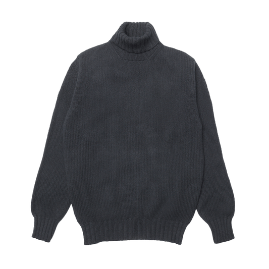 Black Newman Lambswool Roll Neck Jumper