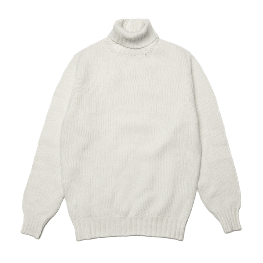 Ecru Newman Lambswool Roll Neck Jumper