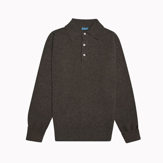 Brown Kelly Sports Collar Lambswool Jumper - Malloch's