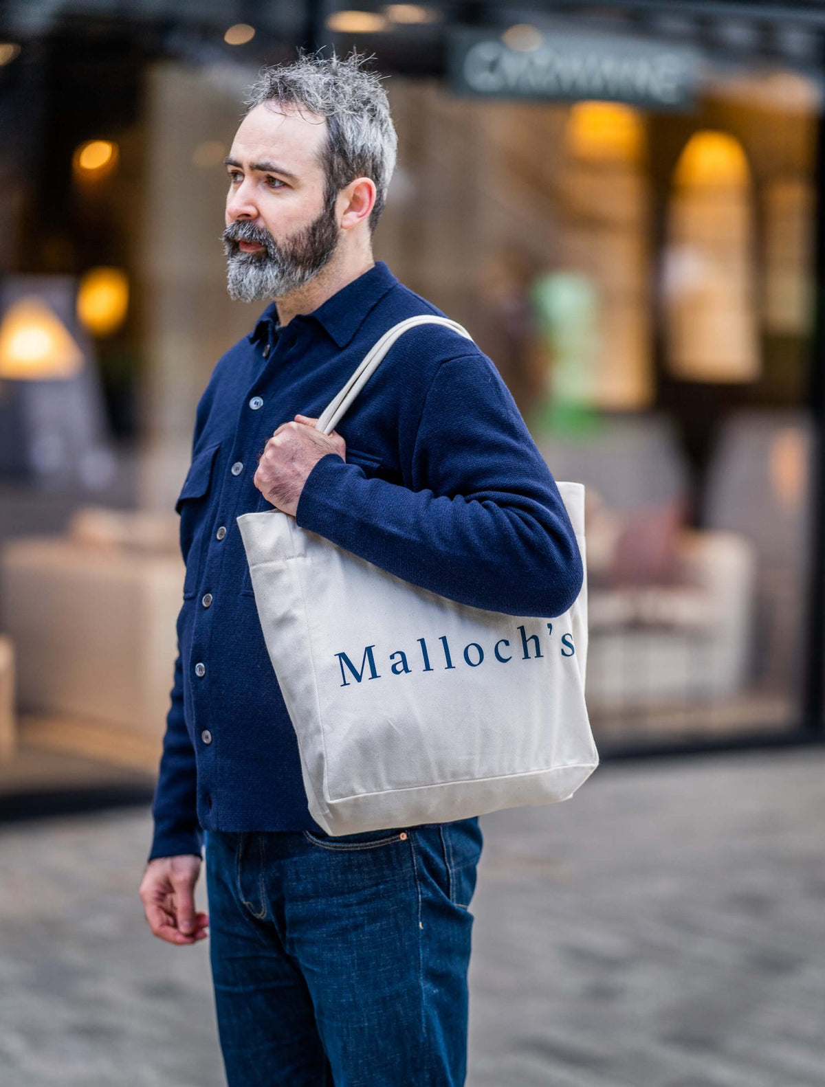 Ecru Denim Shopping Tote - Malloch's