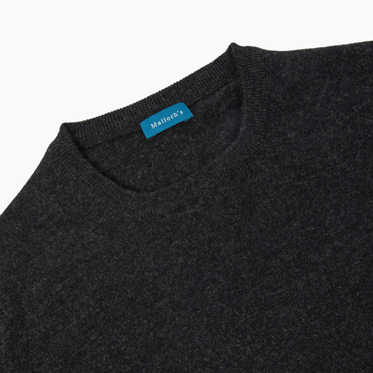 Charcoal Hudson Super Geelong Lambswool Crew Neck