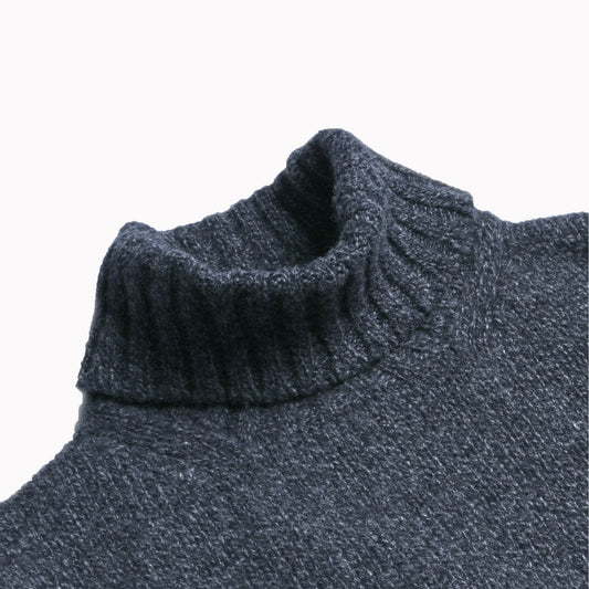Mixed Navy Newman Lambswool Roll Neck Jumper