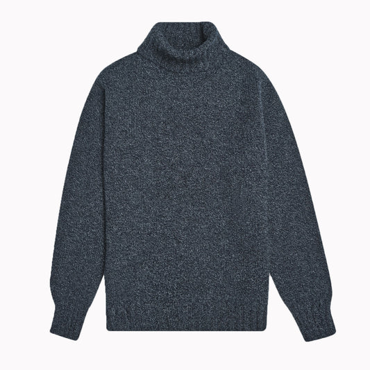 Mixed Navy Newman Lambswool Roll Neck Jumper