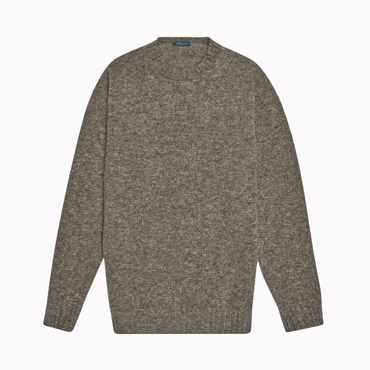 Oyster Wreay Shetland Wool Crew Neck