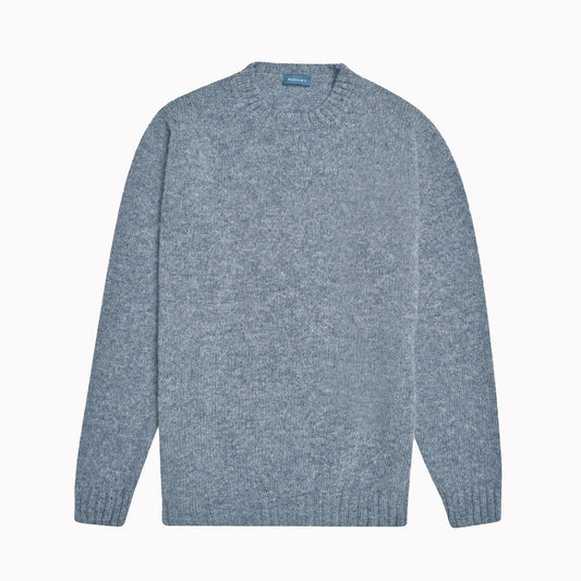 Pale Blue Wreay Shetland Wool Crew Neck