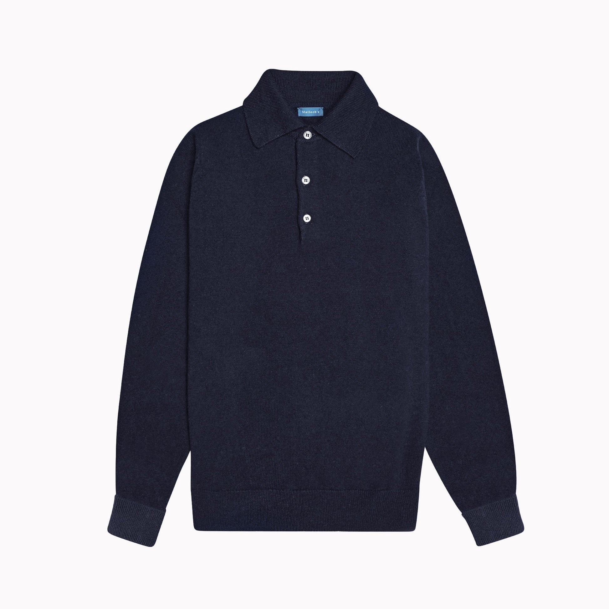 Navy Kelly Sports Collar Lambswool Jumper - Malloch's