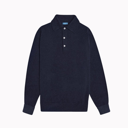 Navy Kelly Sports Collar Lambswool Jumper - Malloch's