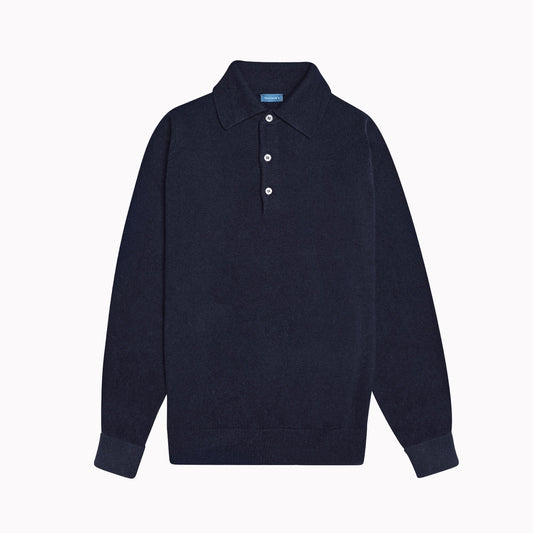 Navy Kelly Sports Collar Lambswool Jumper - Malloch's